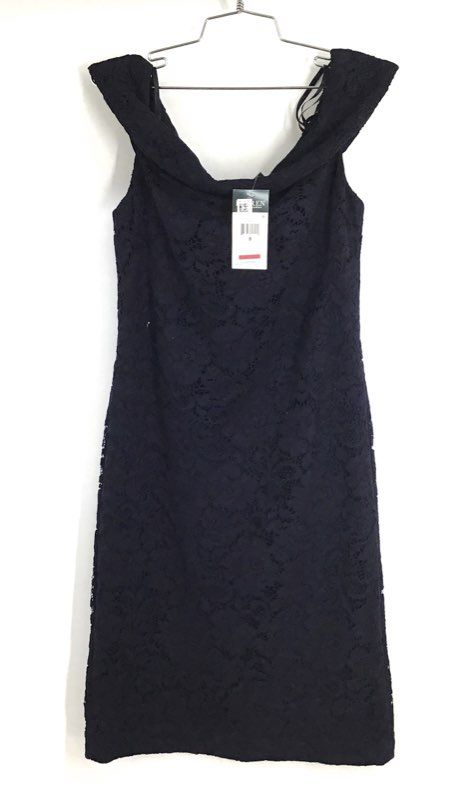 Lauren Ralph Lauren Women's Navy Lace Off Shoulder Sheath Dress NWT Sz 8