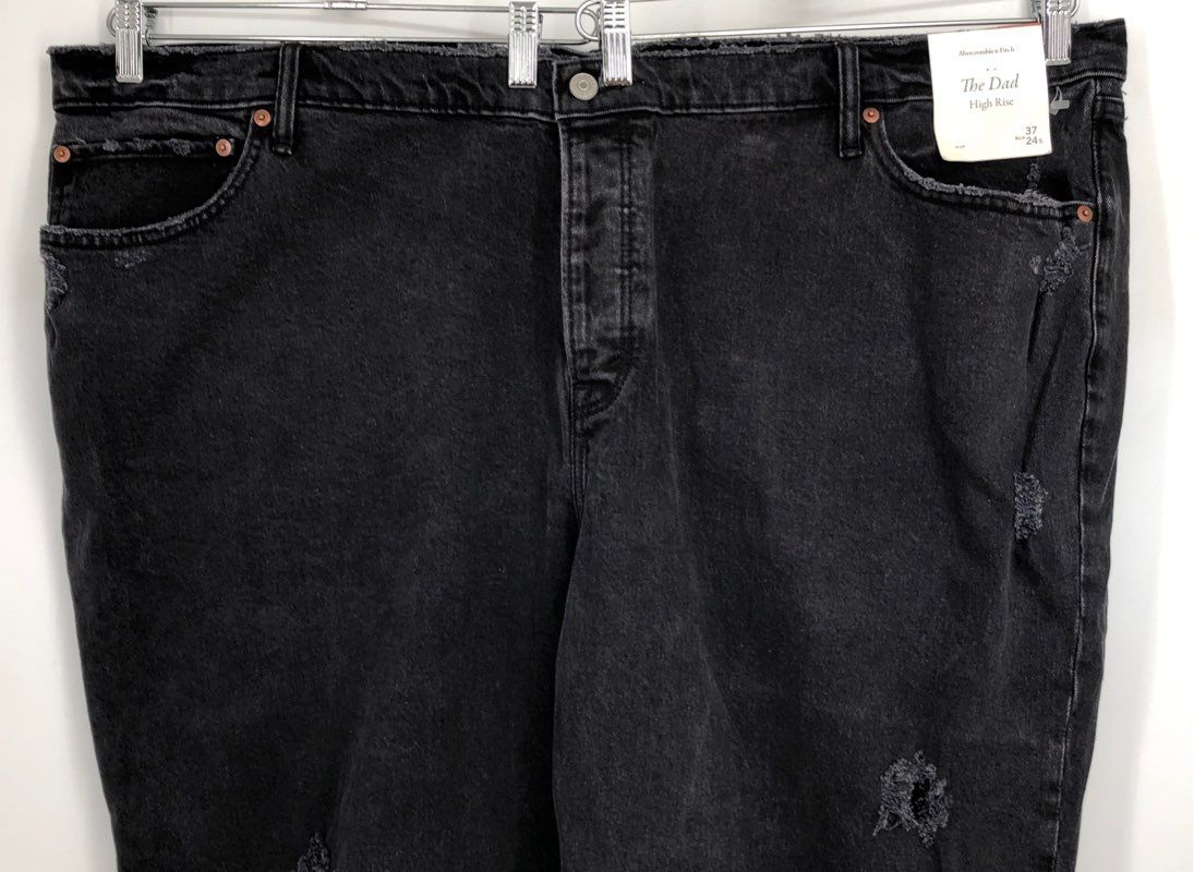 NWT Abercrombie &amp; Fitch Women&#39;s Black Straight Jeans - Sz 37 S