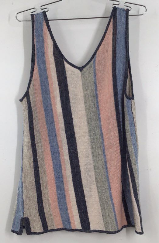 NWT Ecru Women&#39;s Multicolor Striped Sleeveless Tank Sweater - Size L