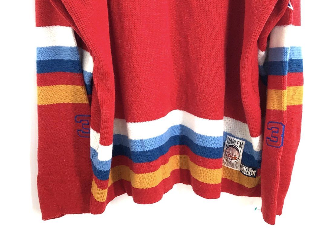 Vintage 90s Harlem Globetrotters Platinum FUBU 75th Season Sweater Red Sz XXXL