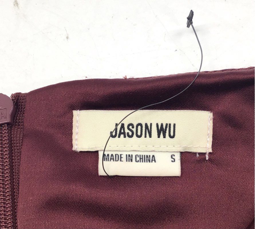 New Jason Wu Women's Burgundy Satin Halter Cowl Neck Midi Dress Size S