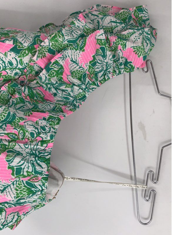 Lilly Pulitzer Kasida Ruffle Crop Top Pink Green One Shoulder NWT Women's 10