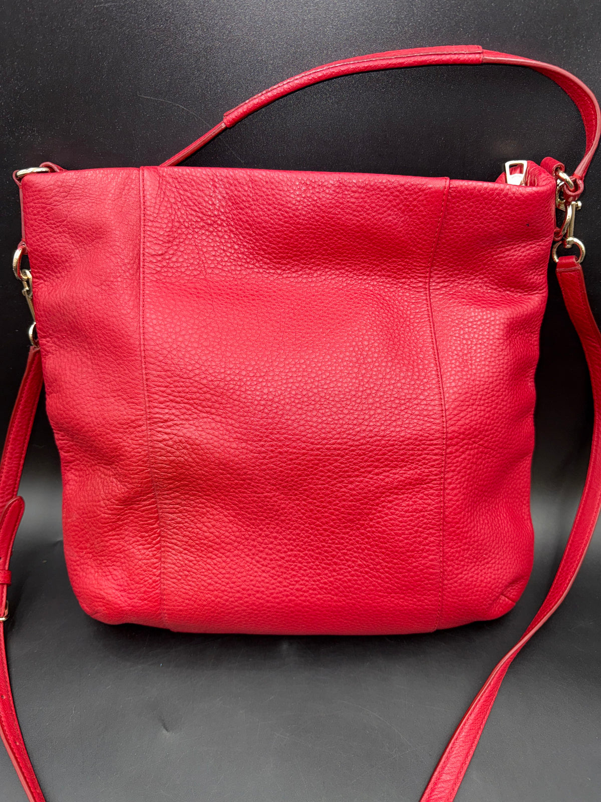 Coach Red Pebbled Leather Crossbody Bag Gold Hardware COA