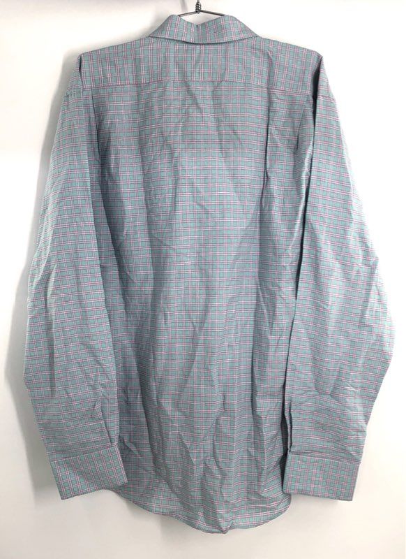 Hagen Men's Aqua Pink Plaid Linen Cotton Blend Button Up Shirt Sz XL NWT