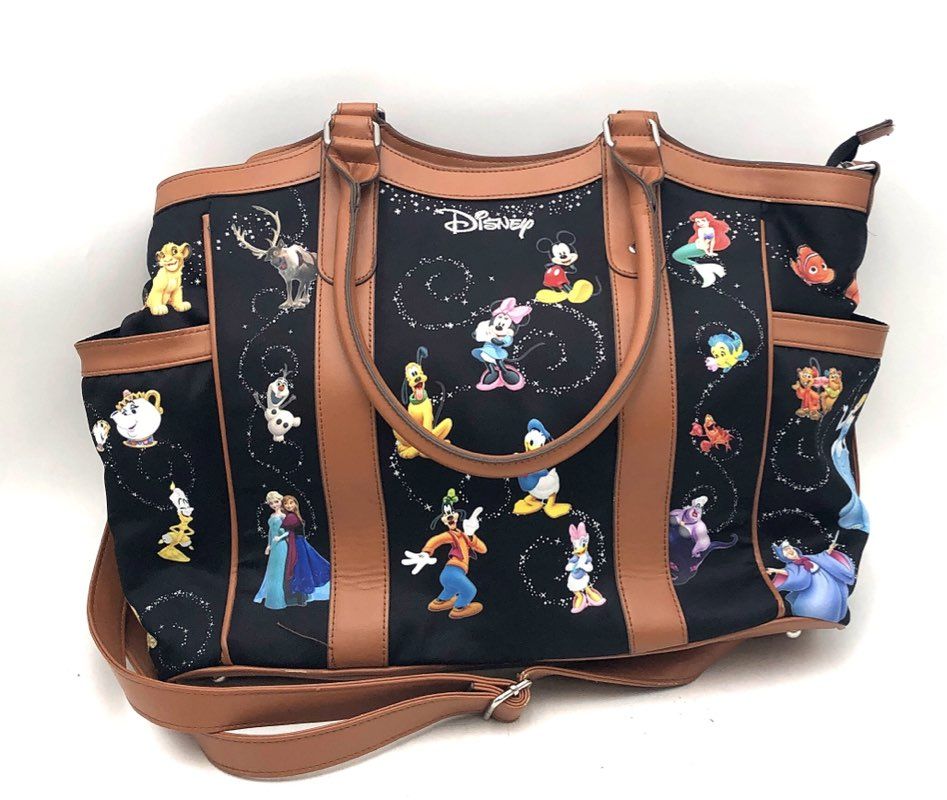 Bradford Exchange Disney Characters Black Fabric Tote Bag Crossbody Satchel