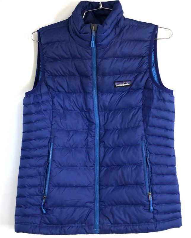 Patagonia Women's Down Sweater Vest Blue Quilted Puffer Mock Neck Size S
