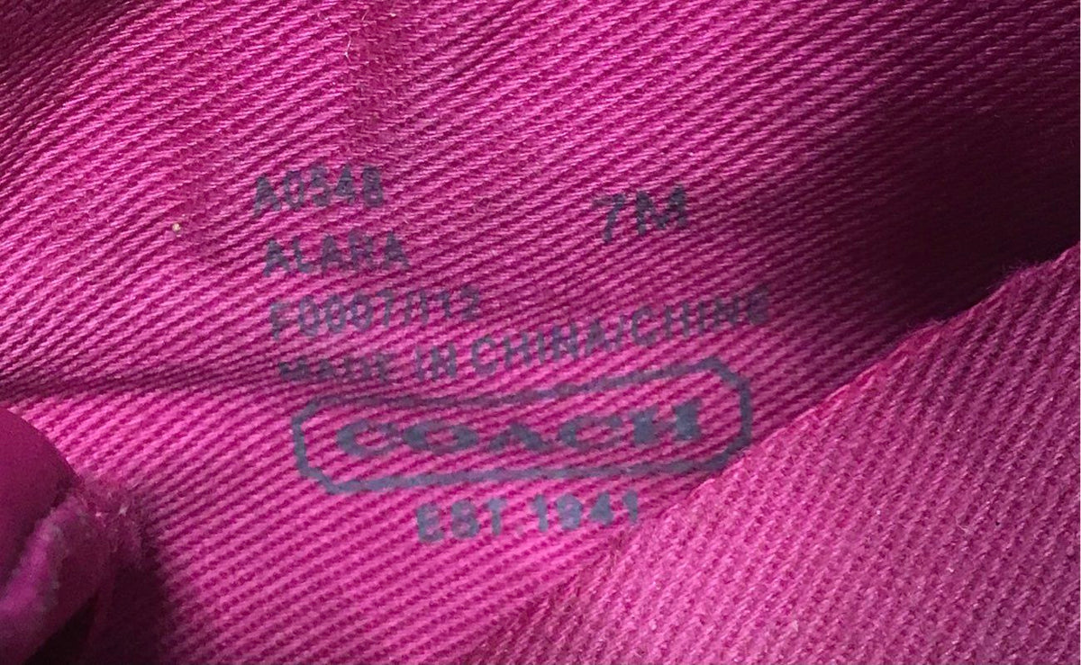 Coach Alara Signature Jacquard Hot Pink Suede Wedge Heel Sneakers Size 7M