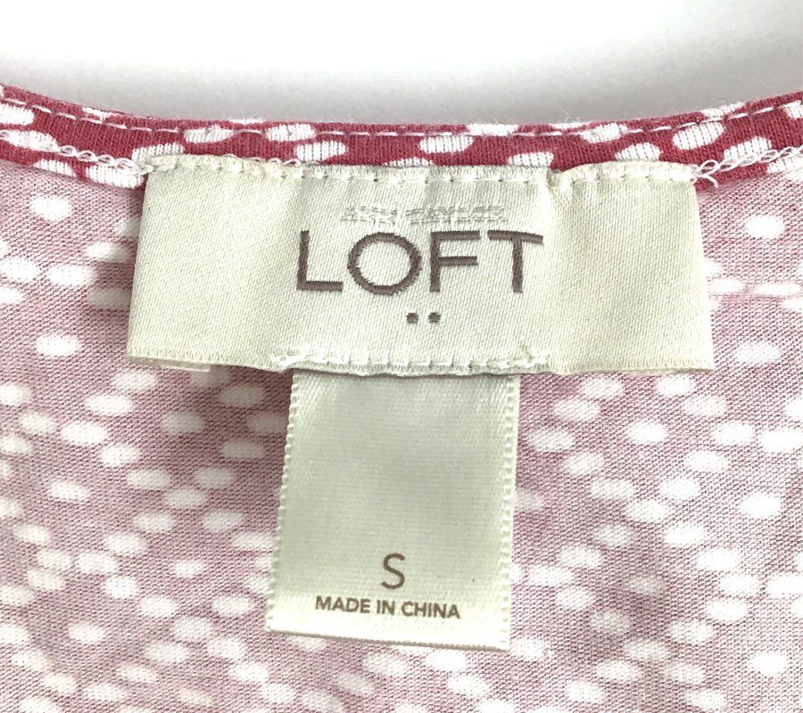 LOFT Women's Maroon Orange Geometric Striped Elastic Waist Jersey Dress Sz S