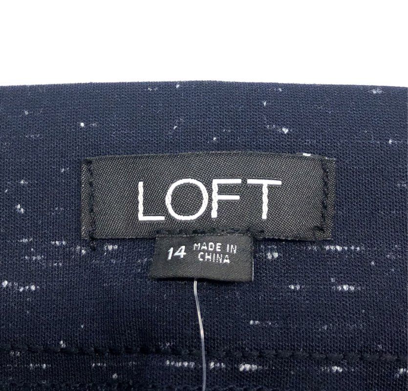LOFT Women's Navy Blue Speckled Marled Knit Skinny Stretch Pants Sz 14 NWT