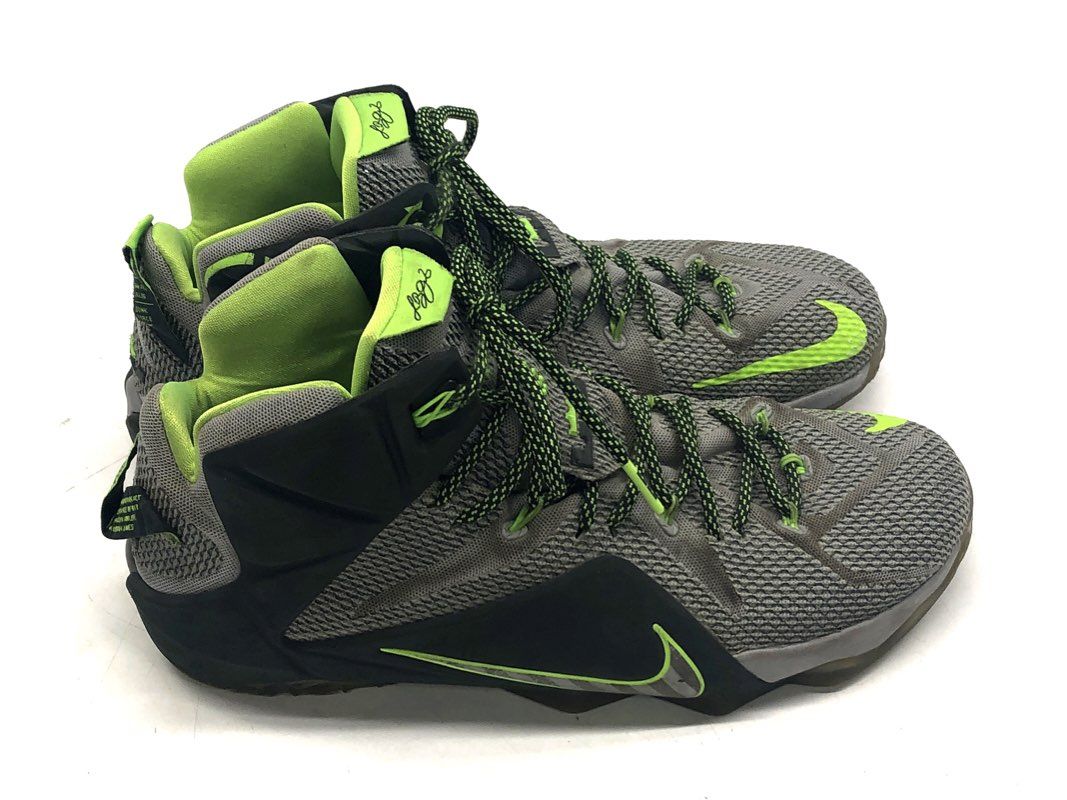 Nike LeBron 12 Dunkman Dark Grey Electric Green Basketball Shoes 2014 Size 13