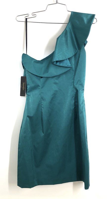 Laundry by Shelli Segal Women's Dress Spruce One Shoulder Ruched Ruffle NWT 4