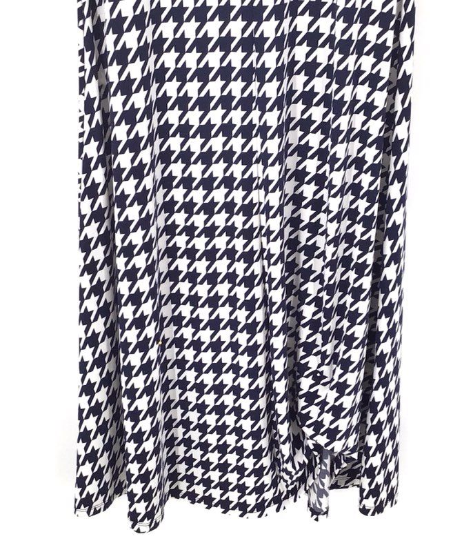 NWT Preston & York Women's Navy Blue White Houndstooth Maxi Dress - Size L
