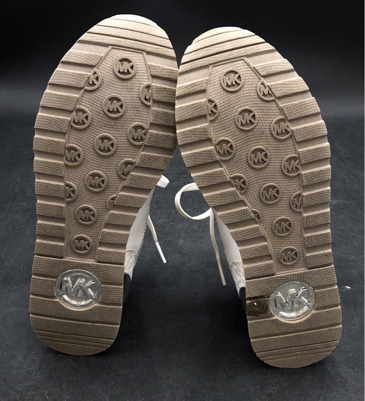 Michael Kors Wilma Trainer Silver White Logo Metallic Sneakers Women's Size 6