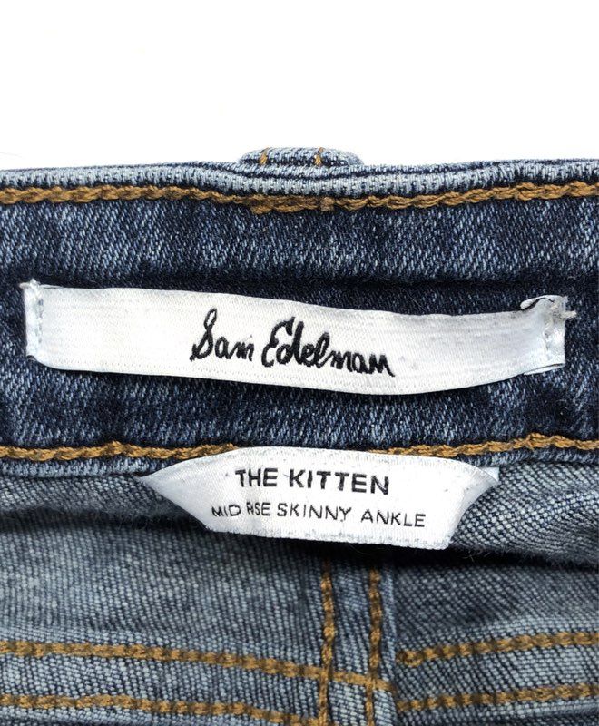 Sam Edelman Women's The Kitten Mid Rise Skinny Ankle Jeans Blue Distressed Sz 27