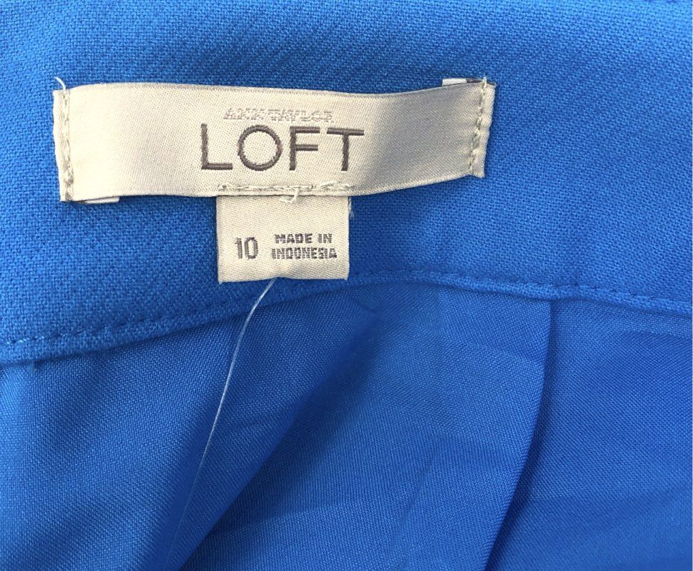 LOFT Women's Blue Button Front Mini Skirt Cotton Blend Sz 10 NWT