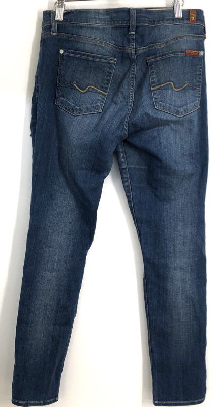 7 For All Mankind Women's Josefina Skinny Boyfriend Distressed Blue Jeans Sz 26
