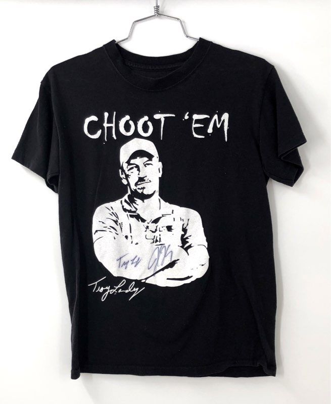 Port & Co Troy Landry Swamp People Choot 'Em T-Shirt Autographed Youth Sz L