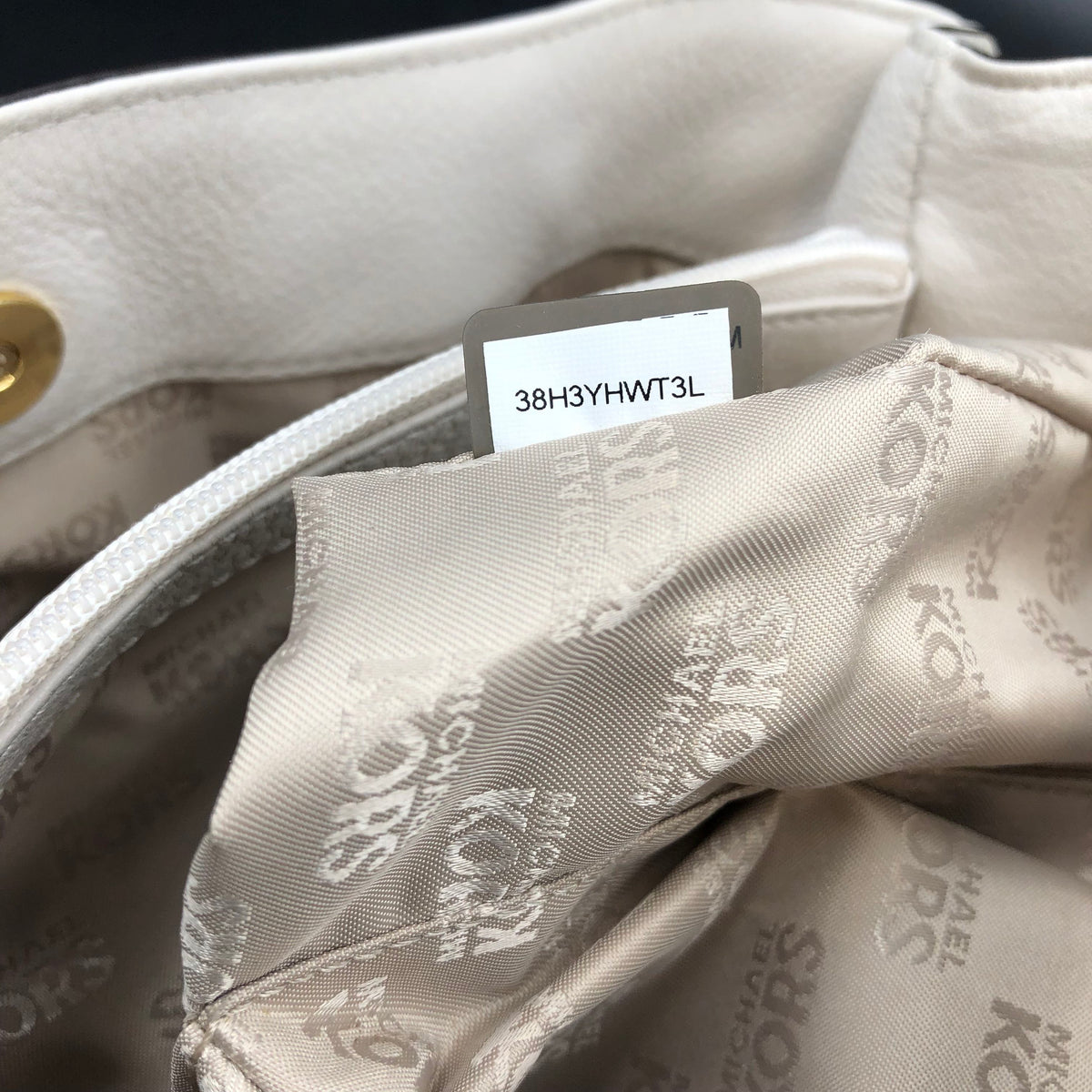 Michael Kors 'Hamilton' Cream White Pebbled Leather Tote with Gold Detail (+COA)