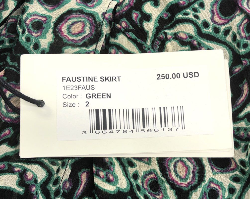 ba&sh Women's Faustine Skirt Green Paisley Viscose Wrap Style Midi Sz 2 M NWT