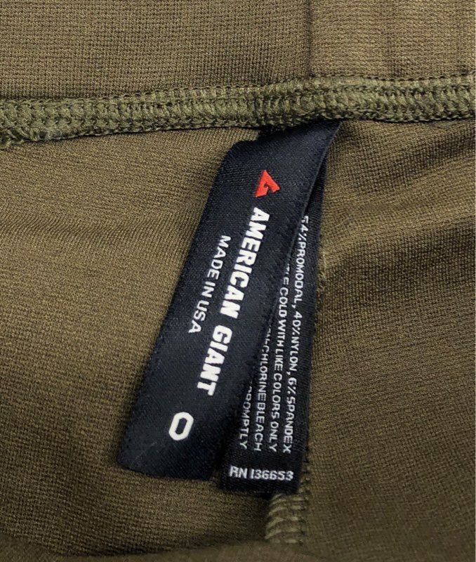 American Giant Women's Olive Green ProModal Blend Pants Made in USA Sz 0