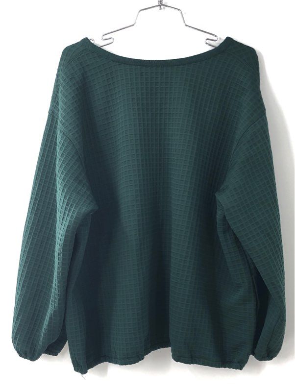Max Studio London Women's Green Waffle Knit V-Neck Pullover Top NWT Sz 3X