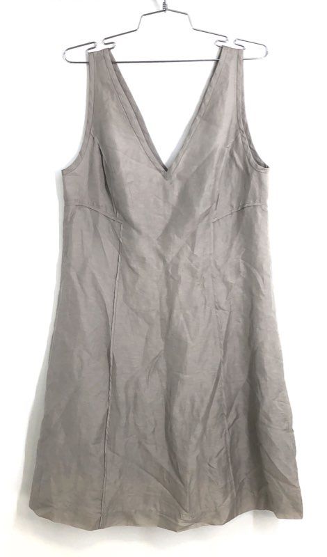Club Monaco Women's Natasha Dress Taupe Linen Silk V-Neck Mini NWT Sz 12
