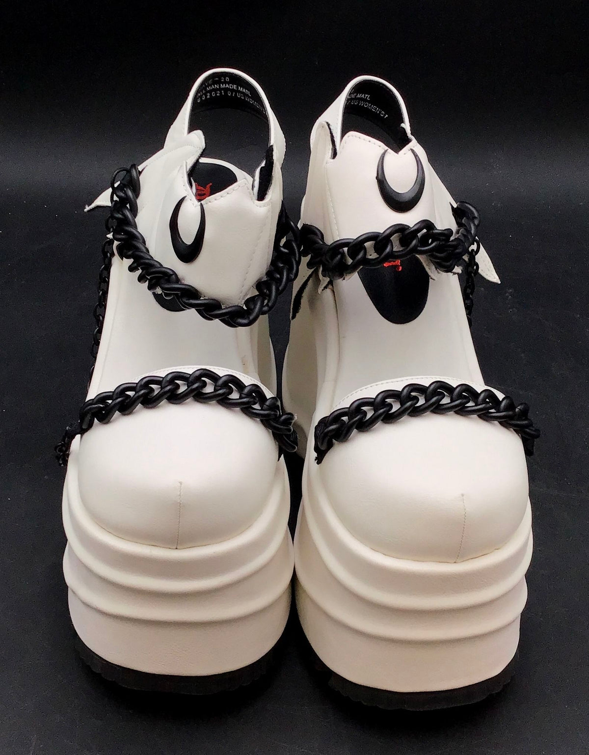 NIB Demonia Women's Wave 20 White Ankle Strap Sandals - Size 7