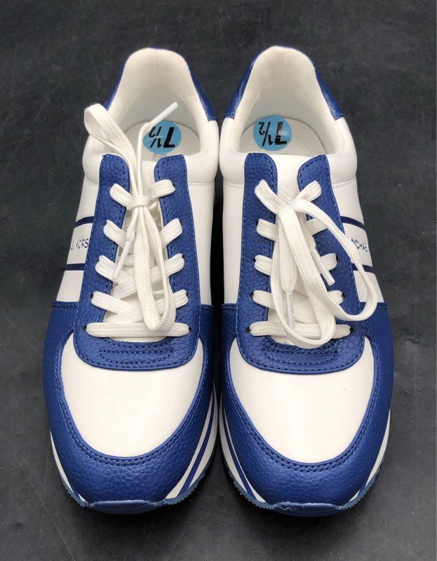 Michael Kors Billie Trainer Blue White Pebbled Sneakers Women's Size 7.5