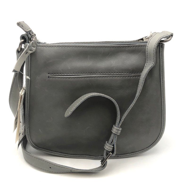 The Sak Grey Playa Leather Crochet Trim Crossbody Bag NWT