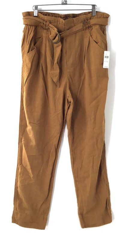 Anthropologie Women's Cedar Brown Paperbag Waist Belted Pants NWT Sz MT