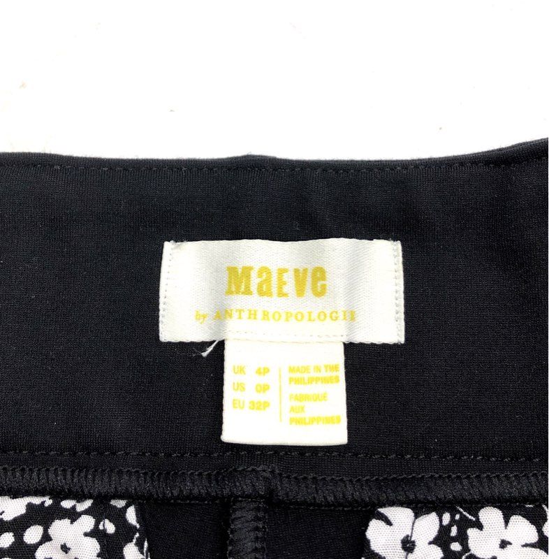 Maeve Anthropologie Women's Black Wide Leg Patch Pocket Stretch Pants NWT Sz 0P