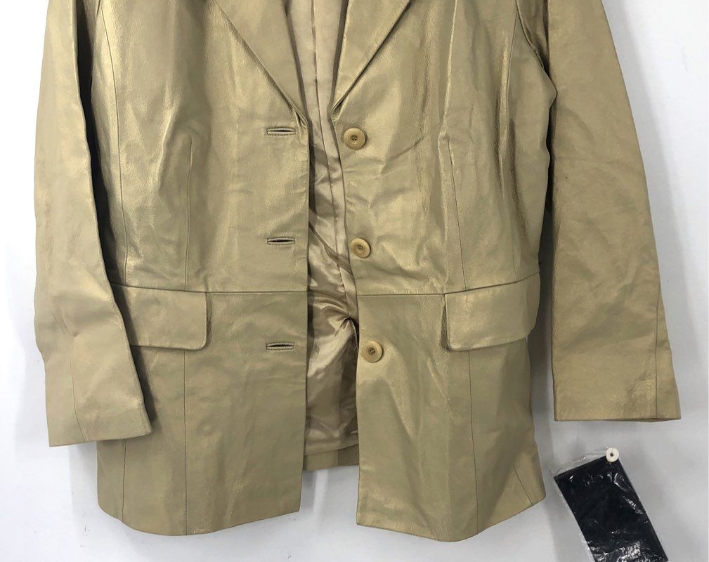NWT Terry Lewis Women's Gold Leather Blazer - Size PM