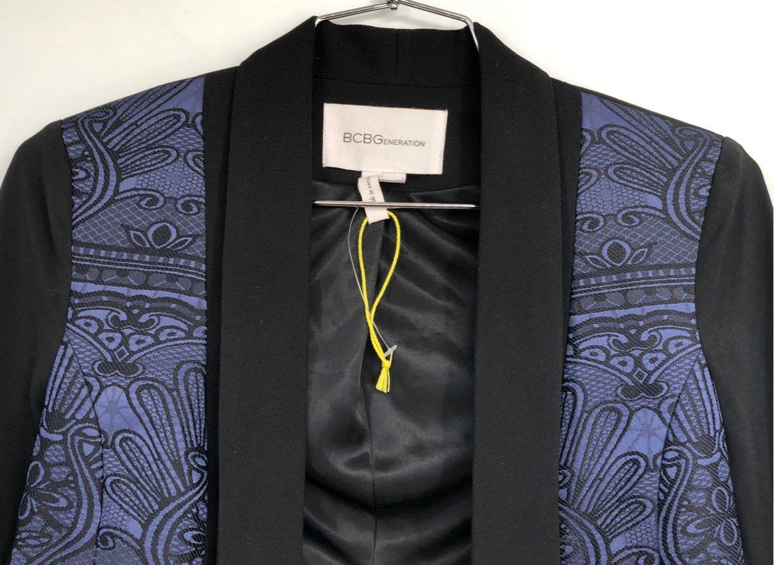 BCBGeneration Womens Blue Black Blazer - Size 2XS