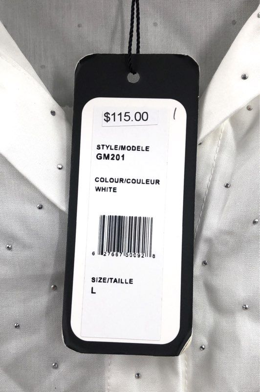 Picadilly Women's White Studded Lyocell Embellished Button Down Shirt NWT Sz L