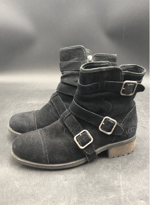 Ugg Women's Endel Black Biker Boots - Size 8