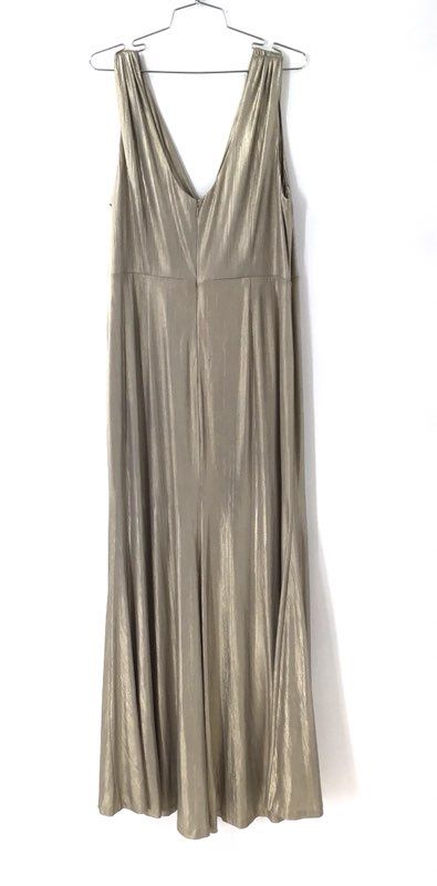 Calvin Klein Women's Gold Metallic Knot Front Gown Sleeveless Sz 16 NWT