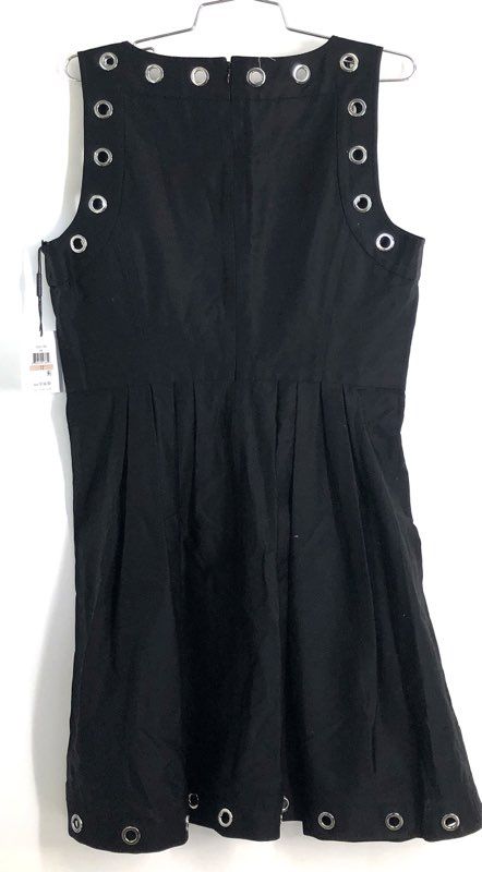Calvin Klein Women's Black Grommet Eyelet Pleated Fit & Flare Dress NWT Sz 12