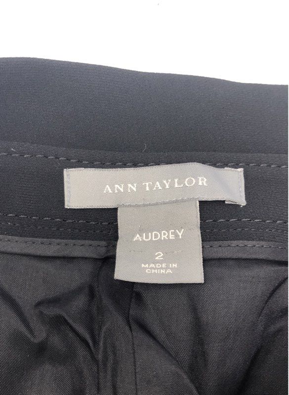 Ann Taylor Women's Audrey Black Wide Leg Cuffed Hem Tailored Pants Sz 2