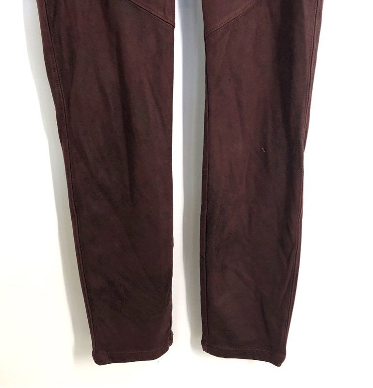 Free People Women's Brown Faux Suede Skinny Moto Legging Pants Sz 27