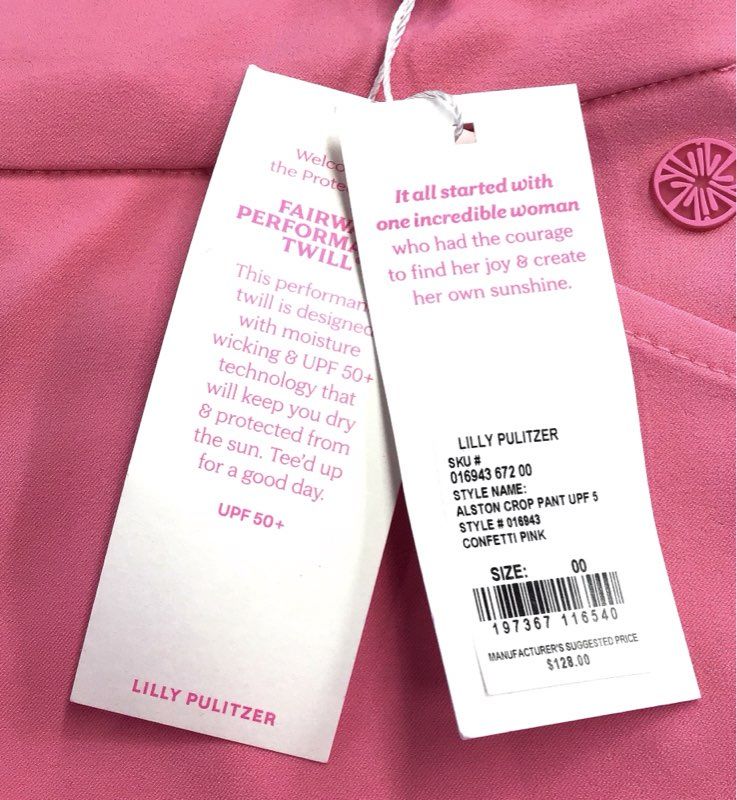 NWT Luxletic Lilly Pulitzer Women's Confetti Pink Alston Cropped Pant - Size 00