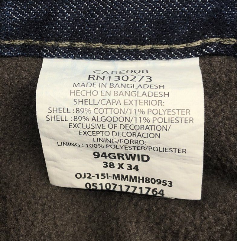 Wrangler Men's Carpenter Jeans Dark Blue Fleece Lined Rugged Denim Sz 38x34