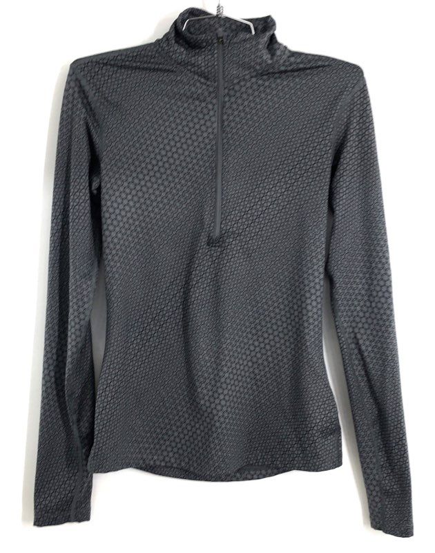 Nike Pro Women's Dri-FIT 1/2 Zip Gray Geometric Circle Print Pullover Top Sz S
