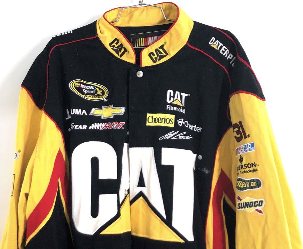 JH Design NASCAR Caterpillar Jacket Jeff Burton RCR #31 Black Yellow 3XL