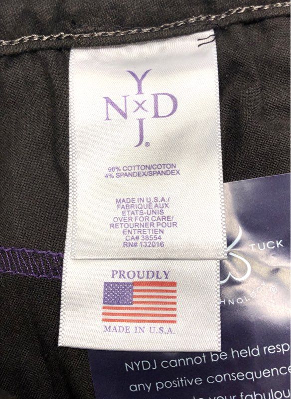 NYDJ Women's Black Straight Jeans Embroidered Back Pockets Made in USA NWT 12P