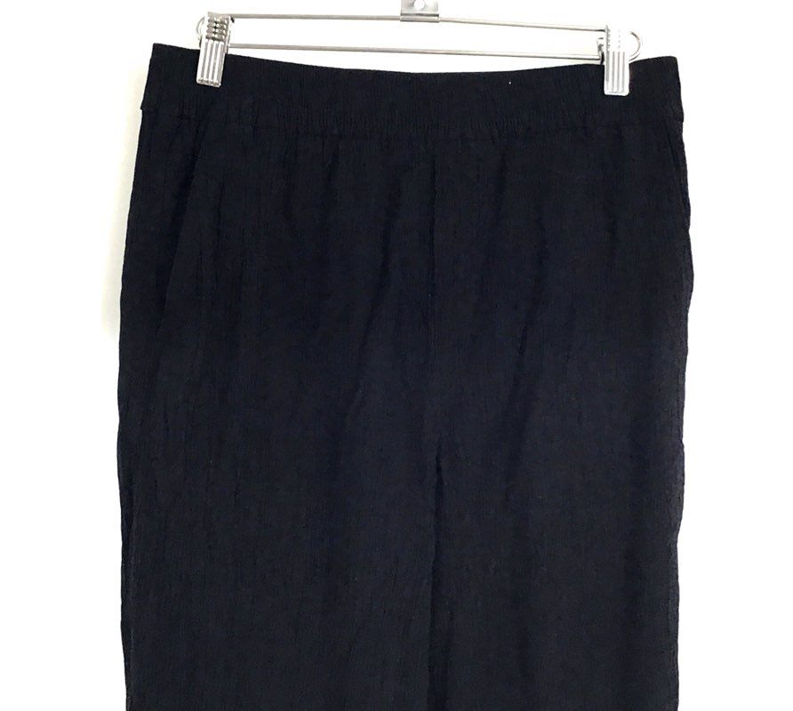 Madewell Women's Black Textured Elastic Waist Pull On Straight Leg Pants Sz S