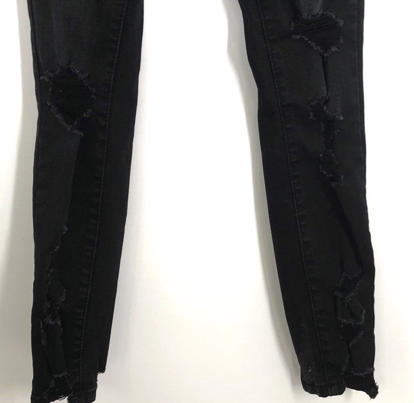 Vervet Women's Black Distressed Skinny High Rise Button Fly Jeans Size 25