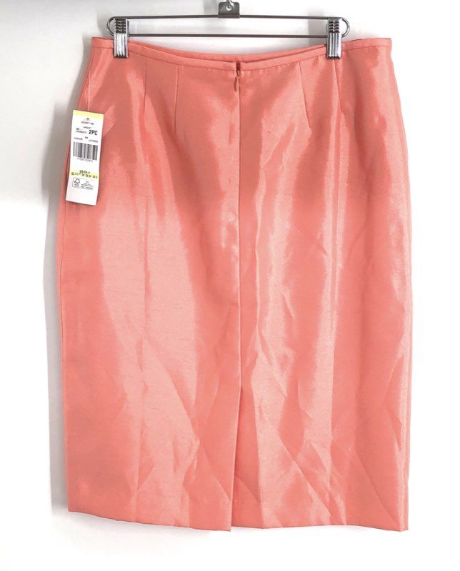 LeSuit Women's 2-Piece Blazer Skirt Suit Apricot Orange Ruffle Sz 4 NWT