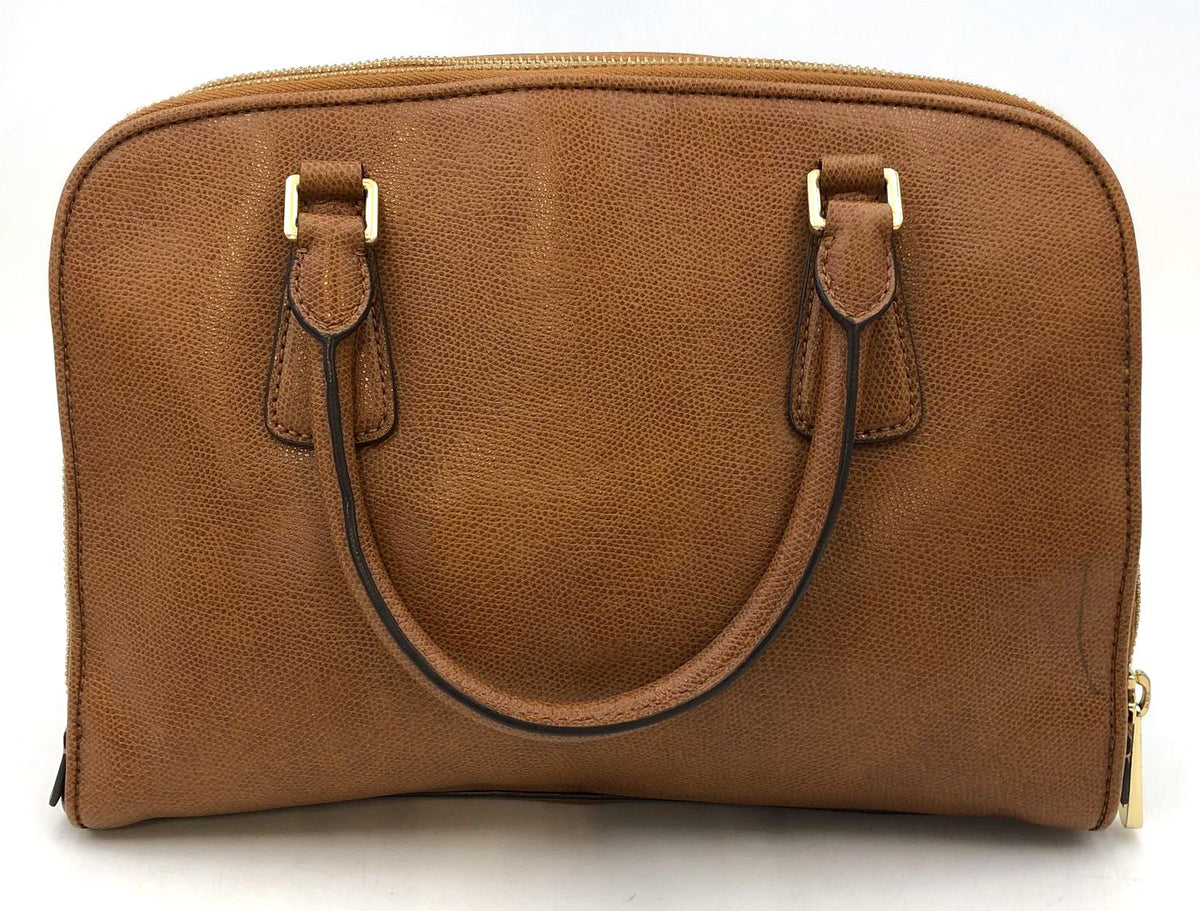 Michael Kors 'Reese' Brown Pebbled Leather Satchel with Gold-Tone Detail (+COA)