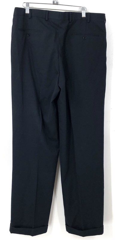 Brooks Brothers 346 Men's Black Wool Pleated Cuffed Dress Pants Sz 36x34