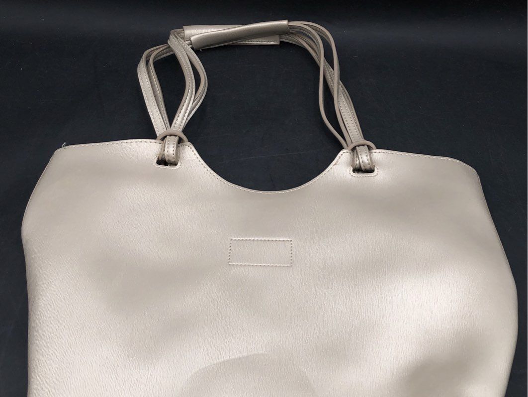 Neiman Marcus Metallic Champagne Gold Multi-Strand Handle Tote Bag